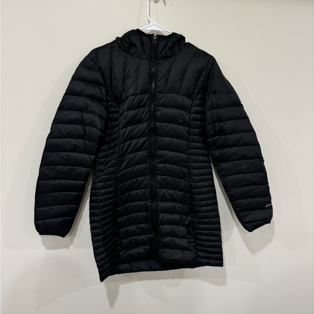 Eddie Bauer Down Black Long Puffy Parka Jacket Size M